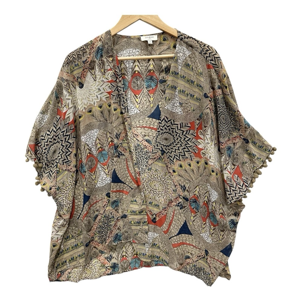 Umgee Multicolor Boho Kimono Cardigan - Beige, Navy, Coral, Teal
